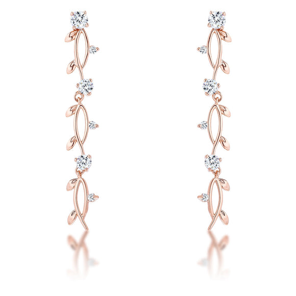 1.1Ct Vine Design Rose Gold Plated Earrings