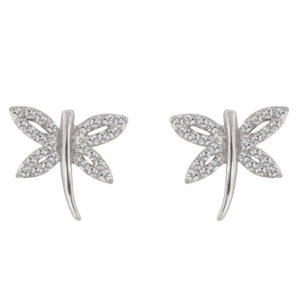 Cubic Zirconia Dragonfly Earrings