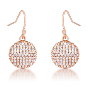 .6 Ct Elegant CZ Rose Gold Plated Disk Earrings