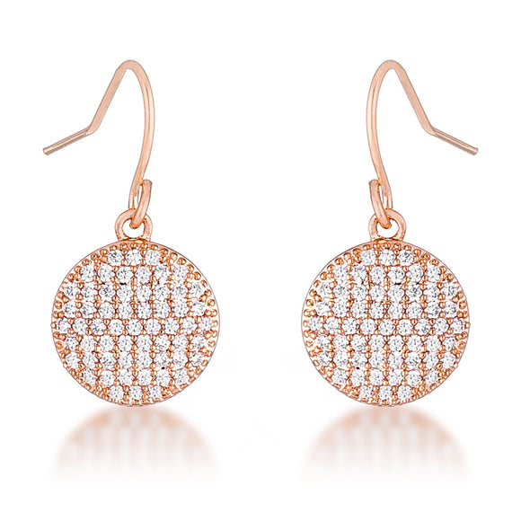 .6 Ct Elegant CZ Rose Gold Plated Disk Earrings