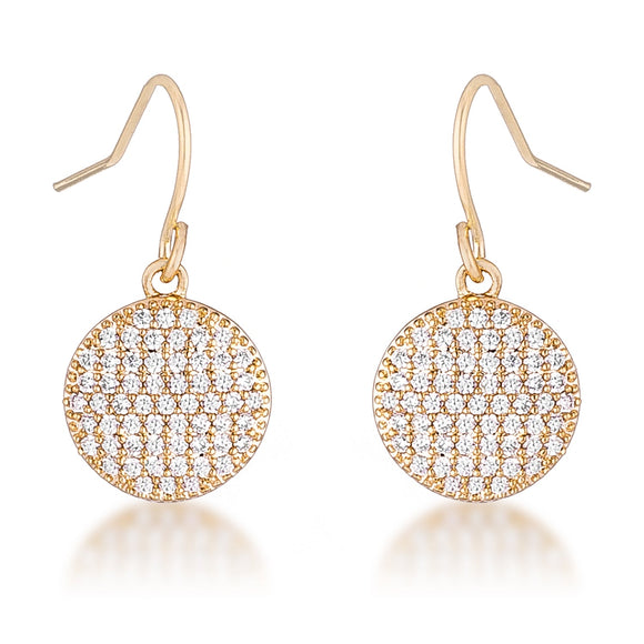 .6 Ct Elegant CZ Gold Plated Disk Earrings