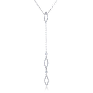 Carmela 0.6ct CZ Rhodium Classic Drop Lariat Necklace