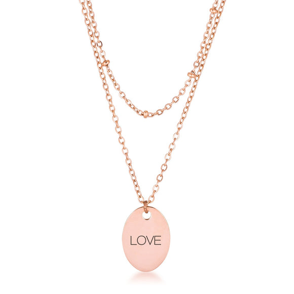 Rose Gold Plated Double Chain LOVE Necklace