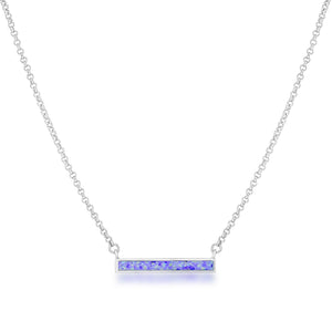 Rhodium Plated Purple Opal Bar Neckalce