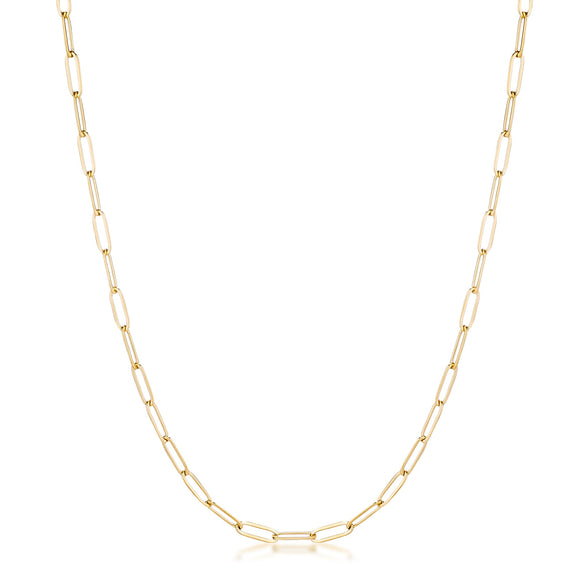 16 Gold Plated Linked Mid Size Paperclip Chain Necklace