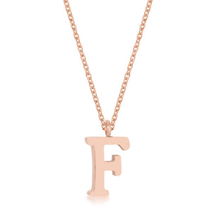 Elaina Rose Gold Stainless Steel F Initial Necklace