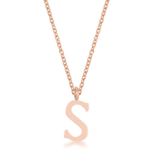 Elaina Rose Gold Stainless Steel S Initial Necklace