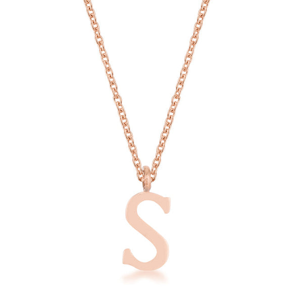 Elaina Rose Gold Stainless Steel S Initial Necklace