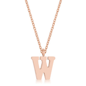 Elaina Rose Gold Stainless Steel W Initial Necklace