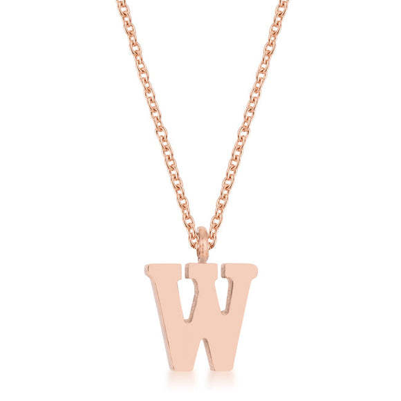 Elaina Rose Gold Stainless Steel W Initial Necklace