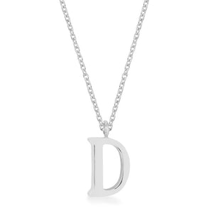 Elaina Rhodium Stainless Steel D Initial Necklace