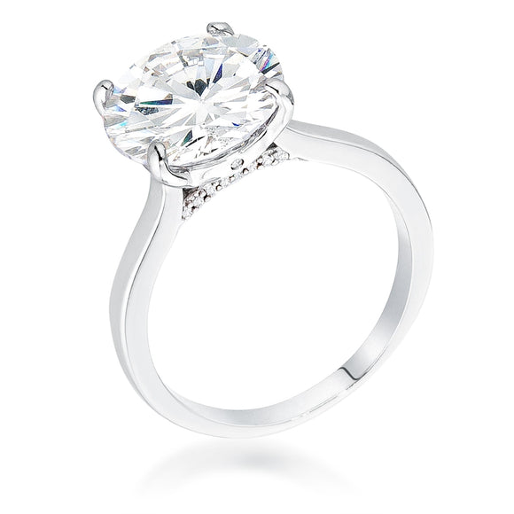 5Ct Rhodium Britney Round Solitaire Engagement Ring